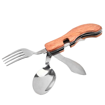 Stainless Steel Folding Travel Cutlery Set – Knife, Fork, Spoon, Portable for Outdoor Adventures
